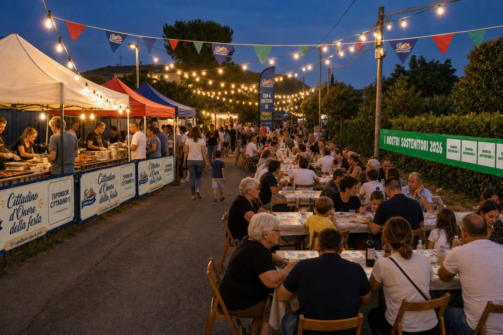 Zona food dal retro: stand gastronomici operativi